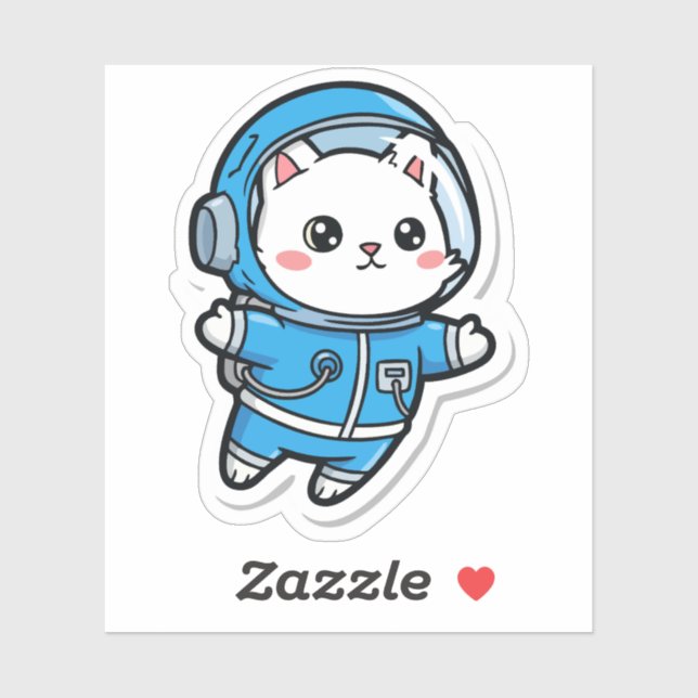 Glossy Transparent -Cute Astronaut Cat 3x3 (Sheet)