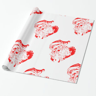 Glossy Wrapping Paper, 30" x 6' SANTA, GREEN & RED Paper