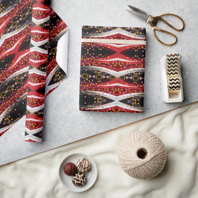 Glossy Wrapping Paper Abstract Red Black White  (Crafts)