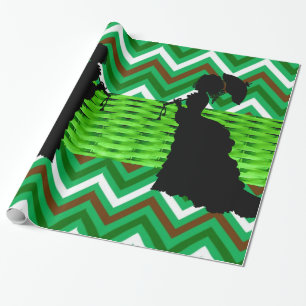 Glossy Wrapping Paper, African Women Green Paper
