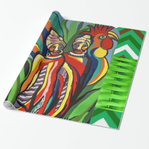 Glossy Wrapping Paper, African Women Parrot Paper