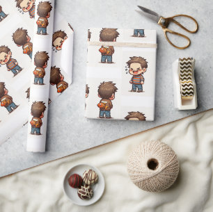 Glossy Wrapping Paper April Fool's Day Fishing Boy