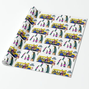 Glossy Wrapping Paper, Back to School Penguin Bus Paper