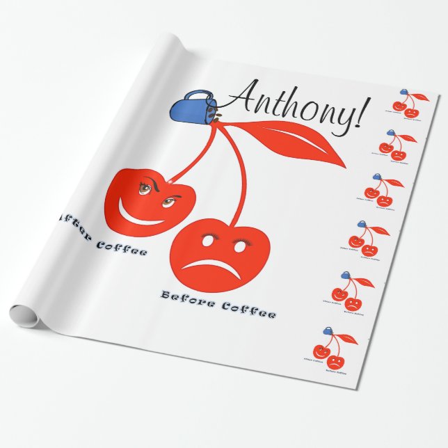 Glossy Wrapping Paper, Before After Coffee Cherrie Paper (Unrolled)