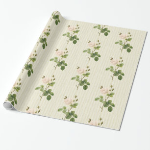 Glossy Wrapping Paper, Beige Roses Floral Paper