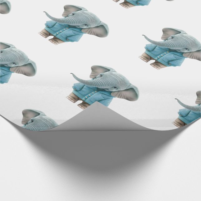 Glossy Wrapping Paper Blue Elephant  (Corner)
