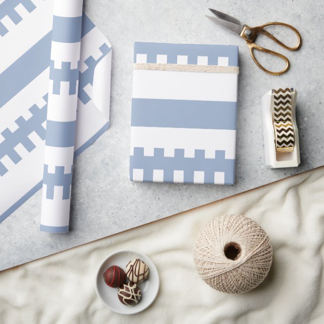 Glossy Wrapping Paper Blue & White Stripe  (Crafts)