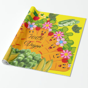 Glossy Wrapping Paper, Carrots Peas 100% Vegan Paper