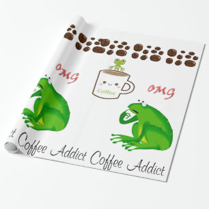 Glossy Wrapping Paper, Coffee Addict Frog Beans Paper