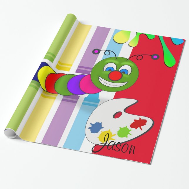 Glossy Wrapping Paper, Colourful Worm Paper (Unrolled)