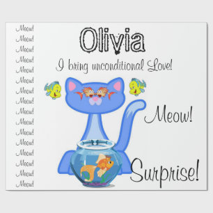 Glossy Wrapping Paper, Feline Cat Surprise Paper