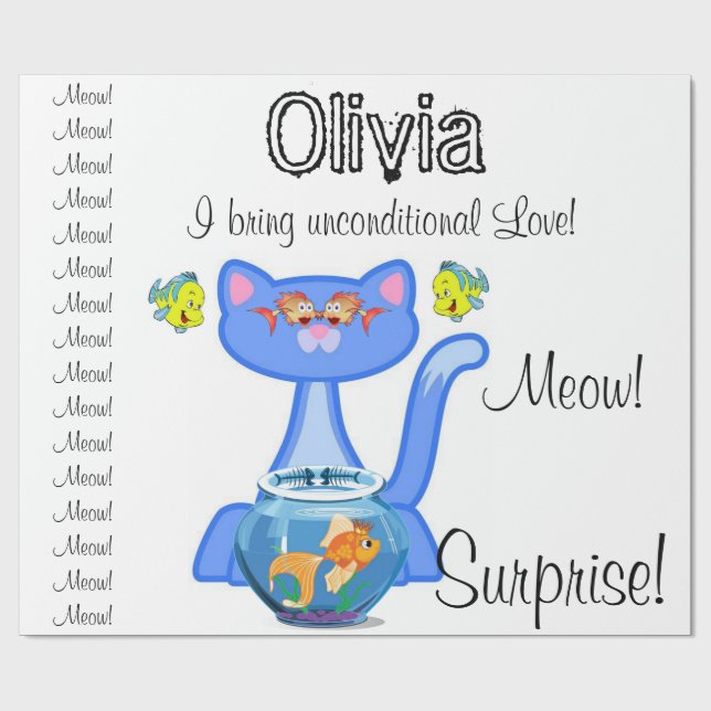 Glossy Wrapping Paper, Feline Cat Surprise Paper (Flat)