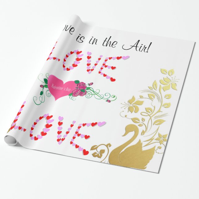 Glossy Wrapping Paper, Gold Swan Love is Air Paper (Unrolled)