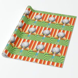 Glossy Wrapping Paper, Golf Golfer Stripe Wrapping Paper