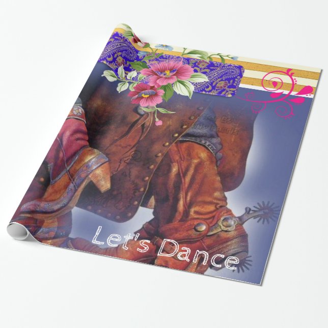 Glossy Wrapping Paper, Line Dancing Country Paper (Unrolled)