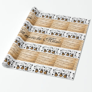 Glossy Wrapping Paper, Music Notes Guitar Paper