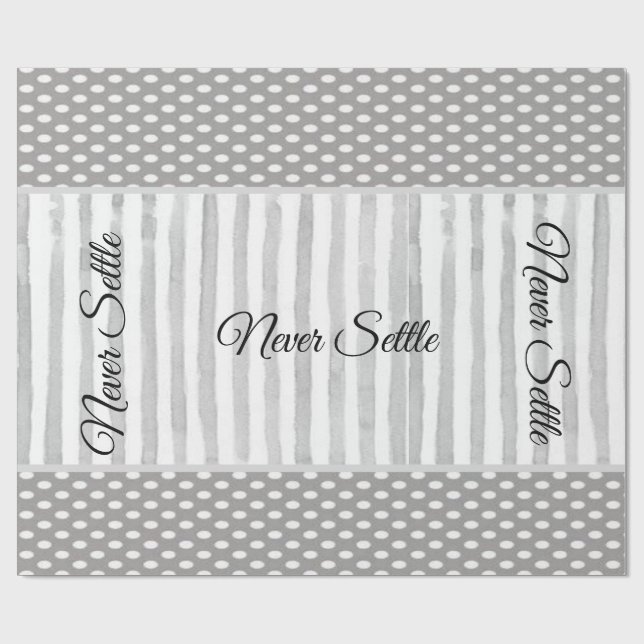 Glossy Wrapping Paper Never Settle Grey Stripe (Flat)