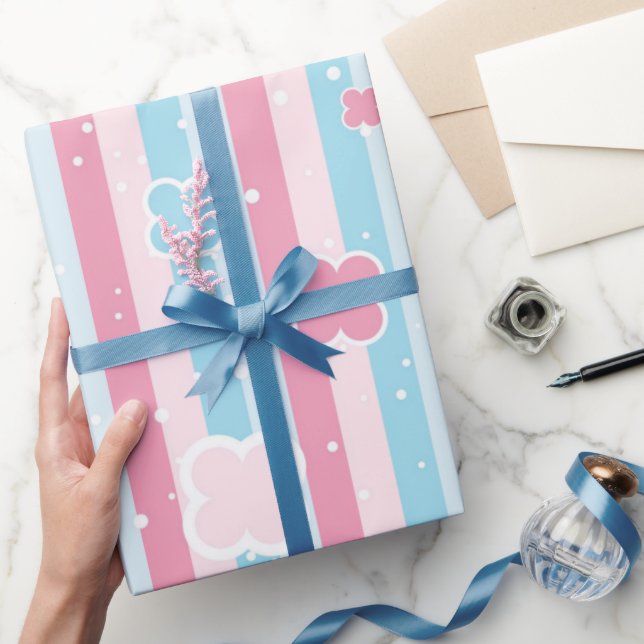 Glossy Wrapping Paper Pastel Colors Stripe (Gifting)