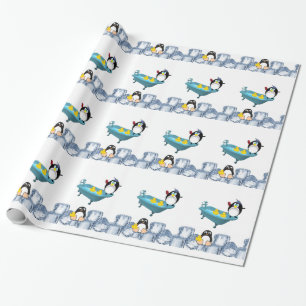 Glossy Wrapping Paper, Penguin Yellow Ducks Bath Paper