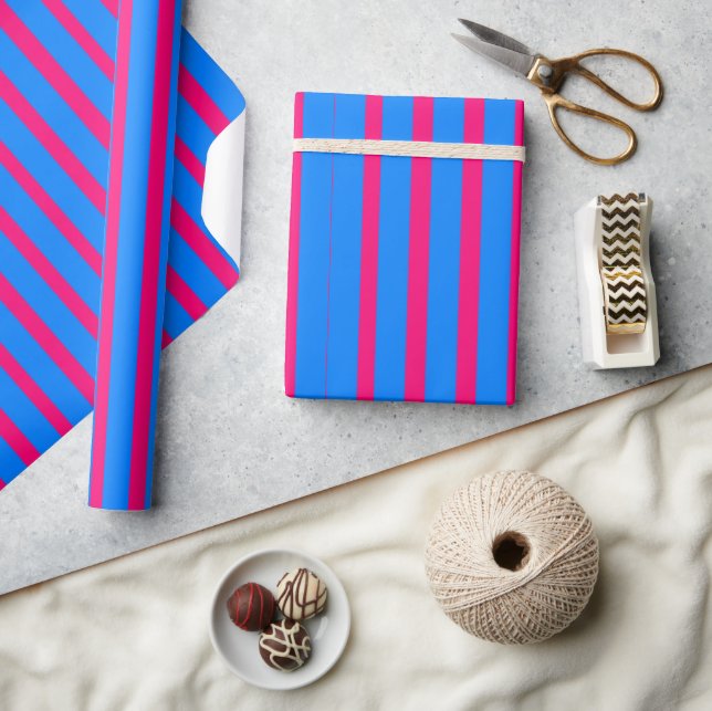 Glossy Wrapping Paper Pink & Blue Stripe (Crafts)