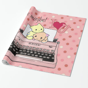 Glossy Wrapping Paper, Pink Typewriter Call maybe! Paper