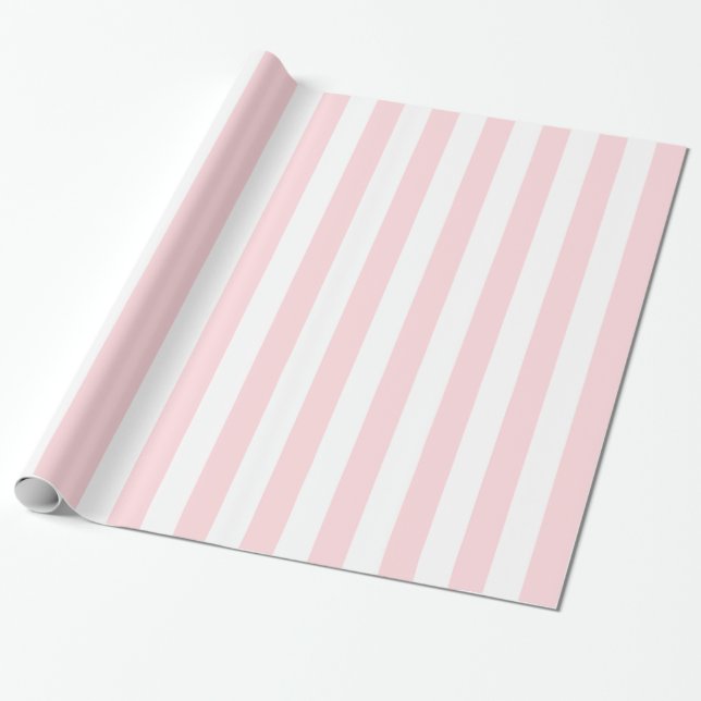 Glossy Wrapping Paper Pink & White Stripe  (Unrolled)