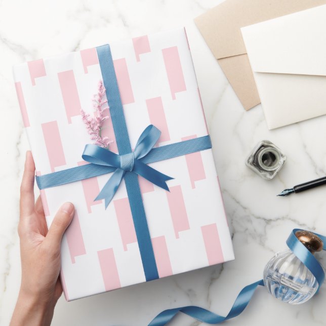 Glossy Wrapping Paper Pink & White Stripe (Gifting)