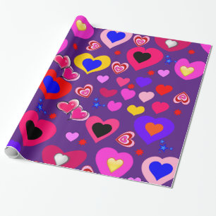 Glossy Wrapping Paper, Purple Hearts Paper