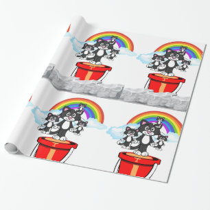 Glossy Wrapping Paper, Rainbow Clouds Cats Paper