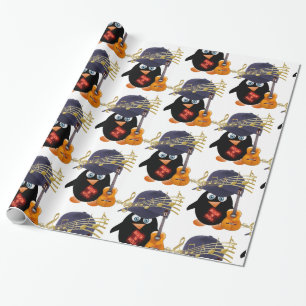 Glossy Wrapping Paper, Rock n Roll Penguin Guitar Paper