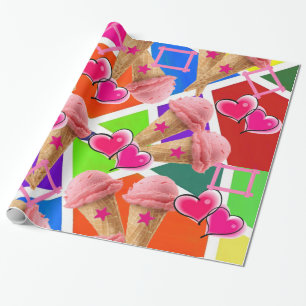 Glossy Wrapping Paper, Strawberry Ice Cream Paper