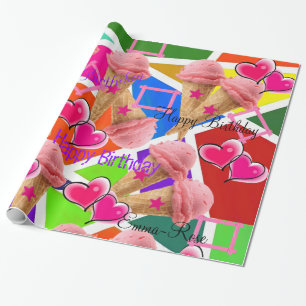 Glossy Wrapping Paper, Strawberry Ice Cream Paper