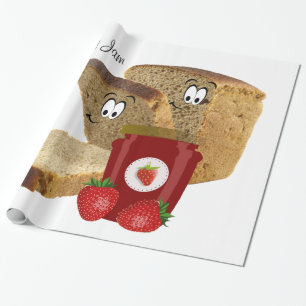Glossy Wrapping Paper, Strawberry Jam Toast Wrapping Paper
