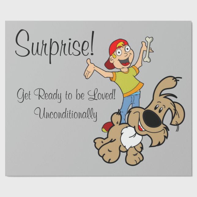 Glossy Wrapping Paper, Surprise Dog Paper (Flat)