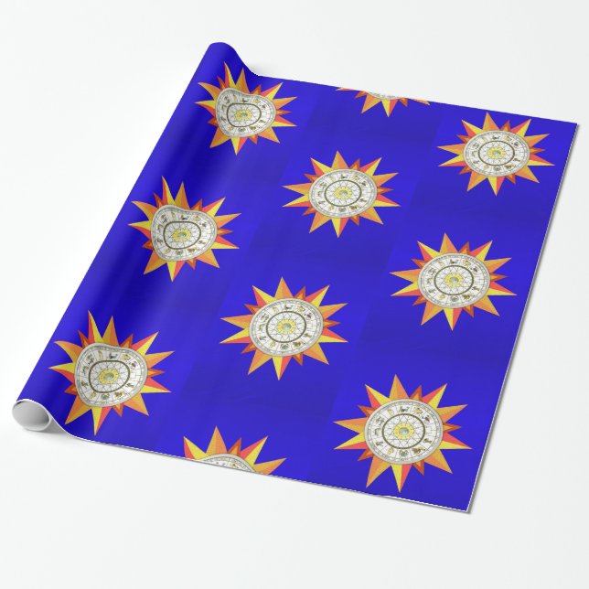 Glossy Wrapping Paper, Yellow Stars Wrapping Paper (Unrolled)