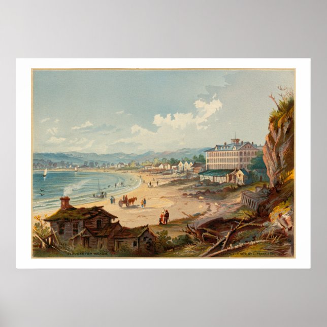 Gloucester Beach, Massachusetts Vintage Style Poster (Front)