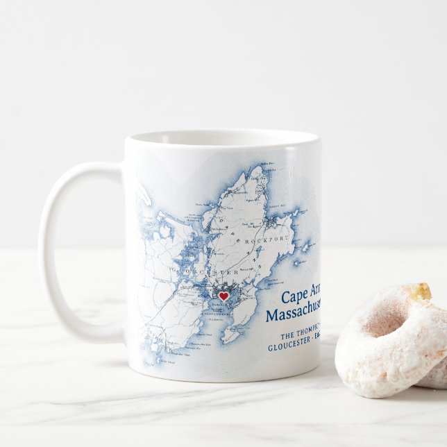 Gloucester Cape Ann Massachusetts Gift Coffee Mug (With Donut)