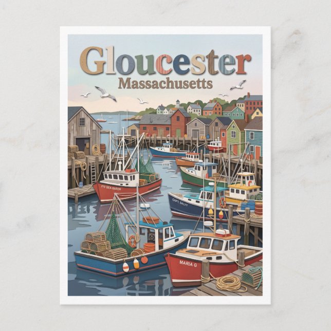 Gloucester Harbour Massachusetts Postcard (Front)
