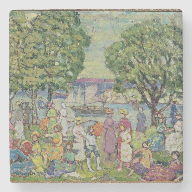 Gloucester Harbour (oil on canvas) Stone Coaster (Front)