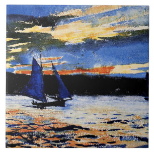 Gloucester Sunset painting by Winslow Homer, Tile