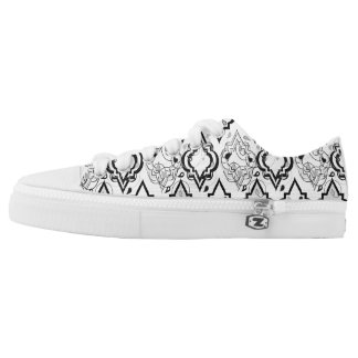 Gloves with playful ornament black and white low tops