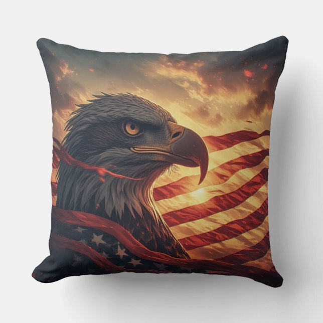Glow American Eagle Patriotic USA Pride Cushion (Front)