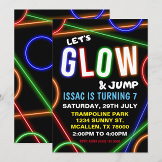 Glow and Jump Birthday Invitation