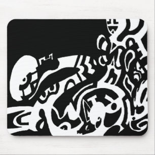 "Glow" B&W Abstract Art Mouse Pad