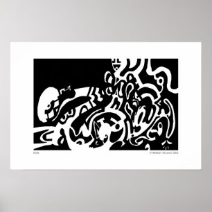 "Glow" B&W Abstract Art Poster