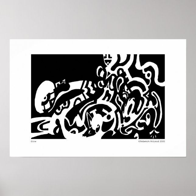 "Glow" B&W Abstract Art Poster (Front)