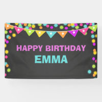 Glow birthday banner Disco party Neon Laser tag
