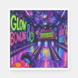 Glow Bowling Watercolor Teen Birthday Party Napkin
