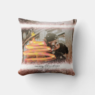 Glow Christmas Tree Star Photo Glitter Cushion