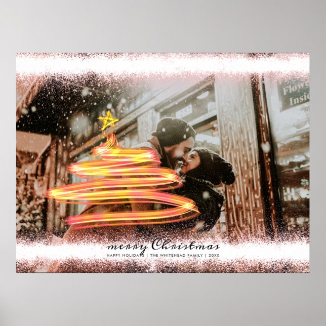 Glow Christmas Tree Star Photo Glitter Poster (Front)